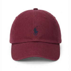 Ralph Lauren Polo Classic Unisex Maroon Baseball Cap with Navy Blue Embroidered Logo 98203/13