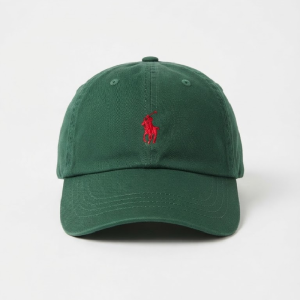 Ralph Lauren Polo Classic Unisex Forest Green Baseball Cap with Red Embroidered Logo 98203/16