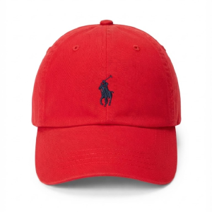Ralph Lauren Polo Classic Unisex Bright Red Baseball Cap with Navy Blue Embroidered Logo 98203/18