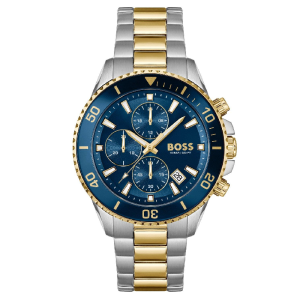 Hugo Boss Men’s Admiral Quartz Chronograph Blue Dial Two-Tone Stainless Steel 46mm Watch 1514257