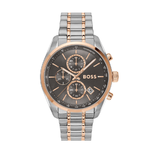 Hugo Boss Men’s Grand Prix Quartz Chronograph Grey Dial Two-Tone Stainless Steel 44mm Watch 1514252