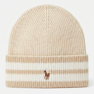 Polo Ralph Lauren Striped Cuff Beanie with Signature Embroidered Logo Cream / Beige 100098060/7