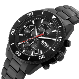 Alternative view of BOSS Men’s Admiral Quartz Chronograph Black Dial Black Stainless Steel 46mm Watch 1514258