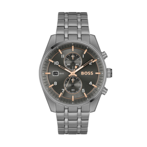 BOSS Men’s Skytraveller Quartz Chronograph Grey Dial Grey Stainless Steel 44mm Watch 1514153
