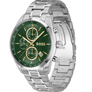 Alternative view of BOSS Men’s Grand Prix Quartz Chronograph Green Dial Silver Stainless Steel 44mm Watch 1514266