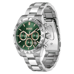 Alternative view of BOSS Men’s Hero 2.0 Quartz Chronograph Green Dial Silver Stainless Steel 44mm Watch 1514268