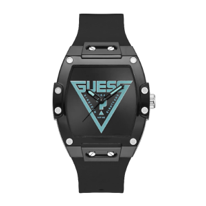 GUESS Men’s Phoenix Quartz Black Dial Black Silicone Strap Black Rectangular 42mm Watch GW1072G1