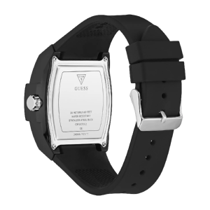 GUESS Men’s Phoenix Quartz Black Dial Black Silicone Strap Black Rectangular 42mm Watch GW1072G1 - Image 3