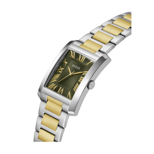 Alternative view of GUESS Men’s Clyde Quartz Green Roman Numeral Dial Two-Tone Stainless Steel 34mm Watch GW0896G3