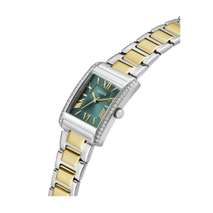 Alternative view of GUESS Women’s Bonnie Quartz Green Roman Numeral Dial Silver-Tone Stainless Steel Two-Tone Bracelet 27mm Watch GW0874L2