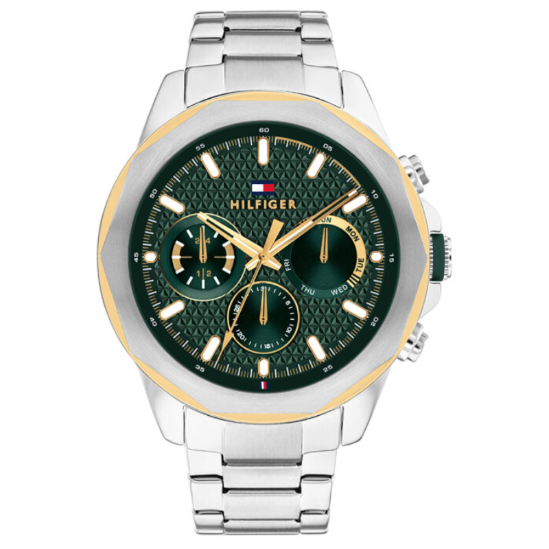 Tommy Hilfiger Men’s Quartz Silver Stainless Steel Green Dial 46mm Watch 1710651