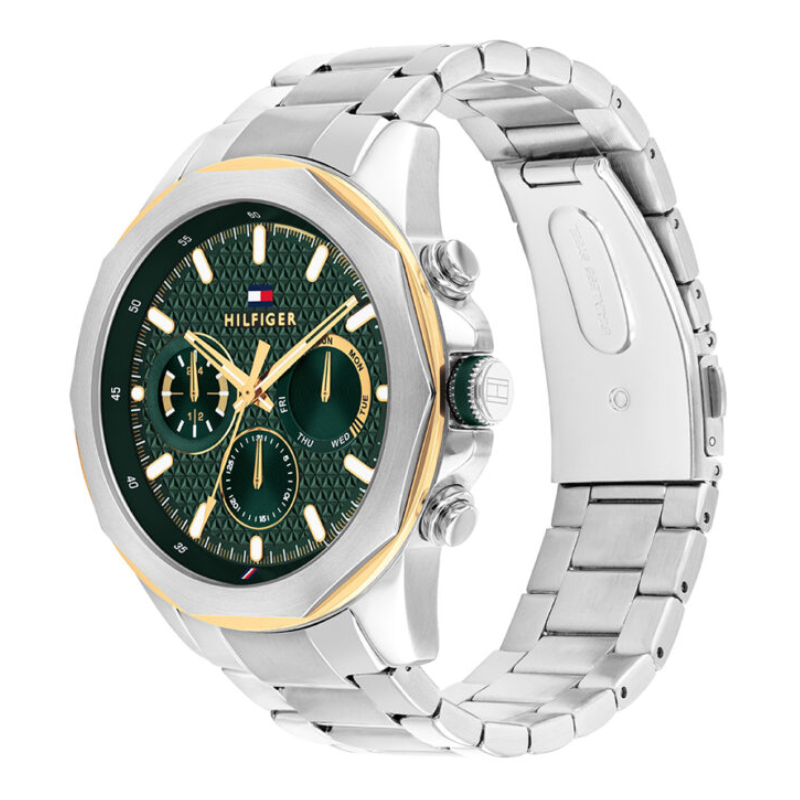 Tommy Hilfiger Men’s Quartz Silver Stainless Steel Green Dial 46mm Watch 1710651 - Image 3