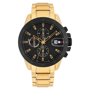 Tommy Hilfiger Men’s Quartz Gold Stainless Steel Black Dial 43mm Watch 1792199