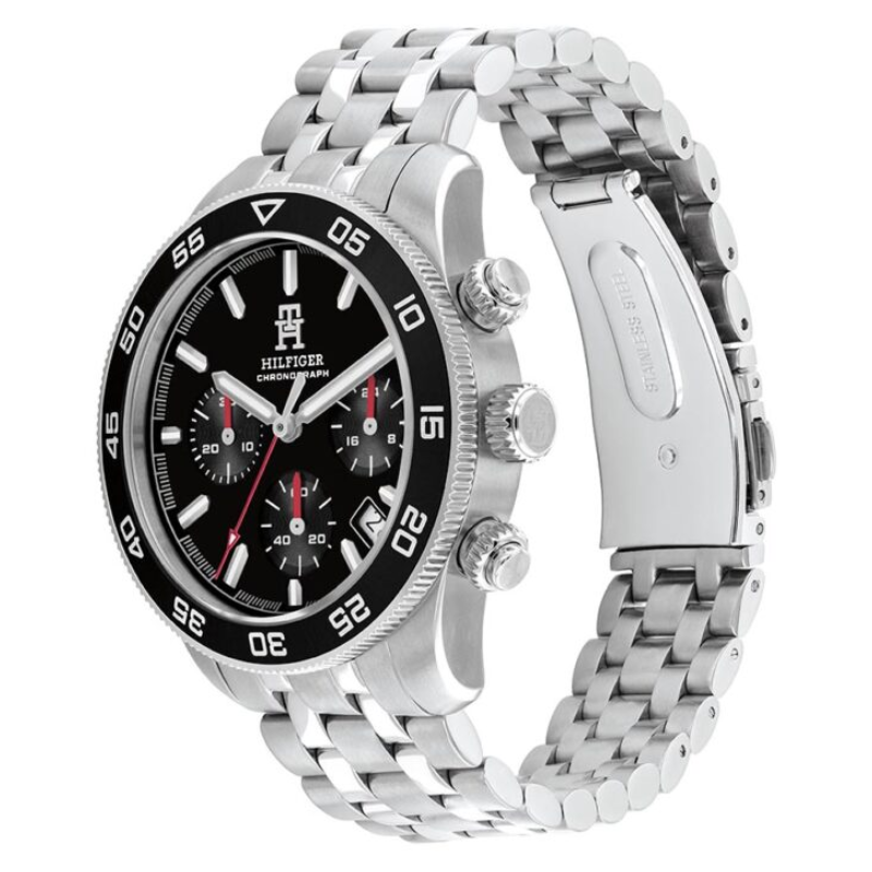 Tommy Hilfiger Men’s Quartz Silver Stainless Steel Black Dial 41mm Watch 1792156 - Image 2