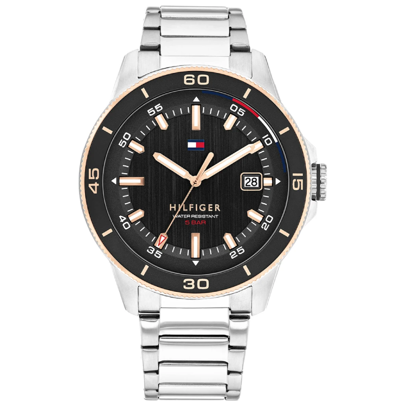 Tommy Hilfiger Men’s Quartz Silver Stainless Steel Black Dial 43mm Watch 1792228