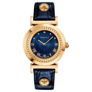 Versace Women’s Quartz Swiss Made Blue Leather Strap Blue Dial 35mm Watch P5Q80D282S282 (Like New)