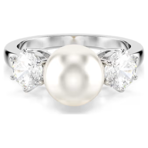Swarovski Matrix Crystal Pearl Ring Silver Rhodium Plated 5689630