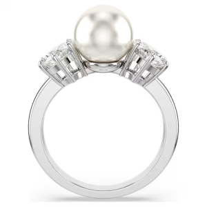 Alternative view of Swarovski Matrix Crystal Pearl Ring Silver Rhodium Plated 5689630