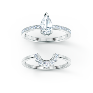Alternative view of Swarovski Attract Pear Ring Set Clear Crystal White Rhodium-Plated 5563122