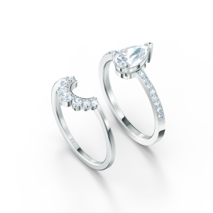 Swarovski Attract Pear Ring Set Clear Crystal White Rhodium-Plated 5563122 - Image 4
