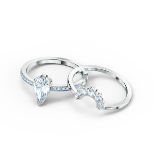Swarovski Attract Pear Ring Set Clear Crystal White Rhodium-Plated 5563122 - Image 3
