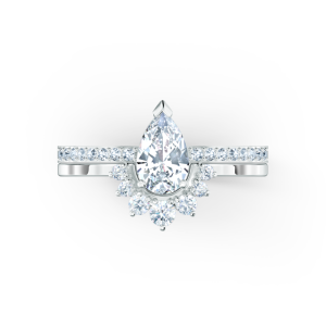 Swarovski Attract Pear Ring Set Clear Crystal White Rhodium-Plated 5563122