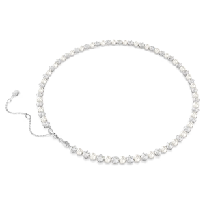 Alternative view of Swarovski Matrix Tennis Necklace with Crystal Pearls & Round-Cut Crystals, White Rhodium Plated 5689623