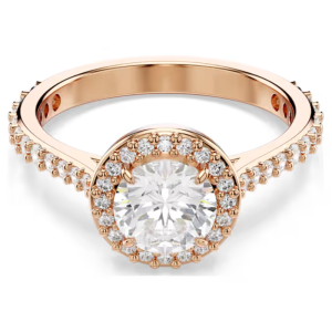 Swarovski Una Angelic Crystal Cocktail Ring White & Rose Gold-Tone Plated 5639404