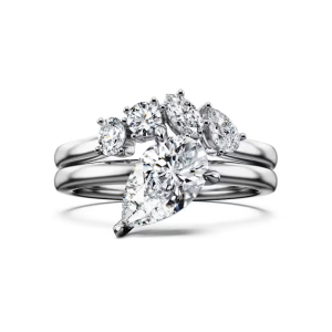 Alternative view of Swarovski Galaxy Diamond Ring Set of 2 White Gold with Pear & Mixed Cuts 5688854
