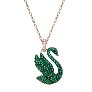 Swarovski Swan Pendant Medium Green Crystal Rose Gold-Tone Plated 5650067