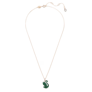 Alternative view of Swarovski Swan Pendant Medium Green Crystal Rose Gold-Tone Plated 5650067