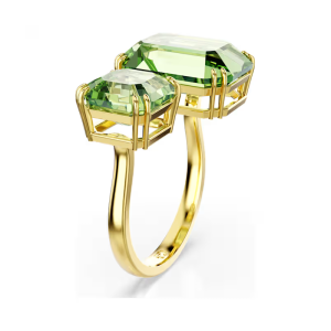 Alternative view of Swarovski Millenia Open Ring Octagon Cut Green Gold Finish 5614923