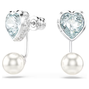 Swarovski Imber Heart Earring Jackets Crystal Pearl Blue Rhodium Plated 5711347