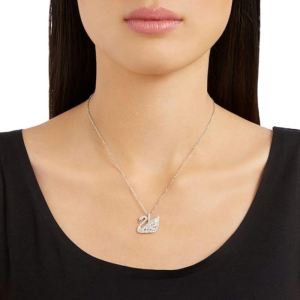 Alternative view of Swarovski Swan Lake Pendant Necklace Rhodium Plated Clear Crystal 5296469