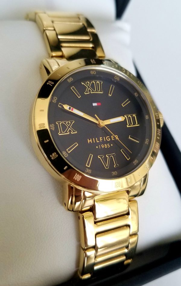 Tommy Hilfiger Women's Golden Stainless Steel Black Dial Watch 1781471