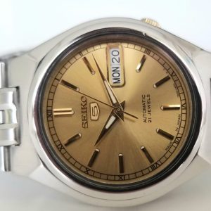 Gold seiko 5 2024 automatic 21 jewels