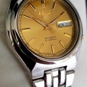 Seiko 5 SYMG53 SYMG53J1 SYMG53J Automatic 21 Jewels Gold Dial Stainless Steel Men's/Unisex Watch