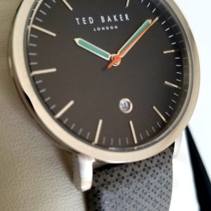 Ted Baker TE50624001 Men's 40mm Silver Tone Stainless Steel Leather Band Watch