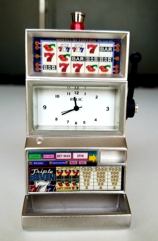Fossil Relic Slot Machine Casino Clock - Collectible