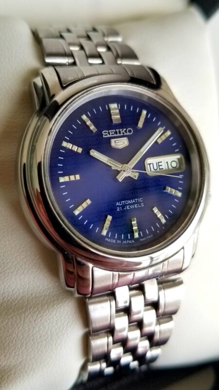 Seiko SNK357 Automatic 21 Blue Dial Stainless Steel Men's/Unisex Watch ...