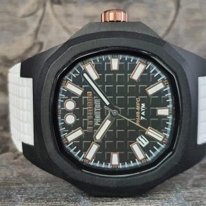 ITAnano Men's/Unisex Quartz Watch with Black Dial Analogue Display and White Silicone Strap PH4901-PHP1