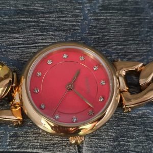 FOSSIL Olive Red Dial Gold-tone Ladies Watch ES3575