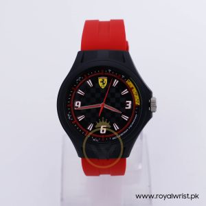 Ferrari Men’s Quartz Red Silicone Strap Black Dial 44mm Watch 830287/2