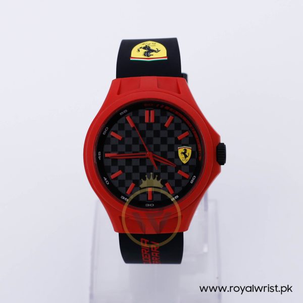 Ferrari Men’s Quartz Black Silicone Strap Black Dial 44mm Watch 0830287/3