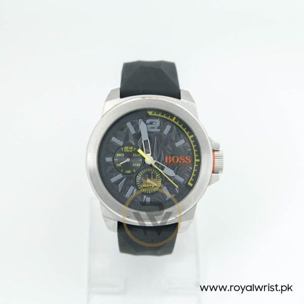 Hugo Boss Men's Quartz Black Silicone Strap Grey Dial 50mm Watch 1513347