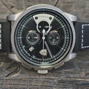 Ferrari Men's Stainless Steel Black Leather Band Watch 0830275