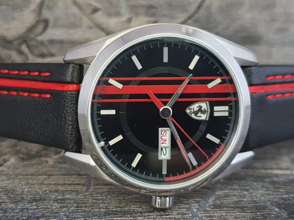 Ferrari Men's D50 Black Leather Analog Quartz Watch 0830179