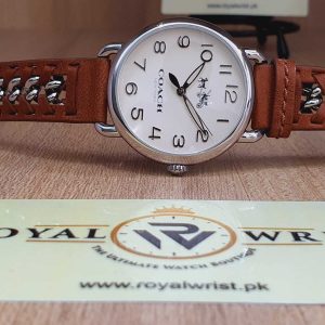 Coach Women's Quartz Brown Leather Strap White Dial 36mm Watch 14502273
