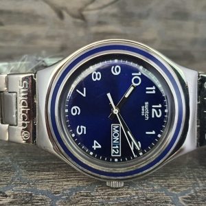 Swatch Men's Blue Silver-Blue Stainless Steel Swiss Made Watch YGS765G