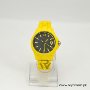 Ferrari Men's Quartz Yellow Silicone Chain Black Dial 42mm Watch 830195